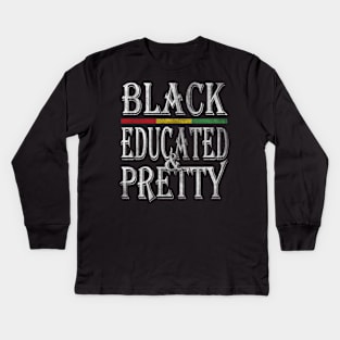 Black educated and pretty african american woman Kids Long Sleeve T-Shirt